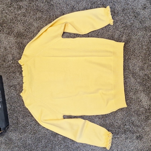 BTFBM pullover 1/4 button relaxed heavy sweater - ruffles - yellow - M - Picture 9 of 10
